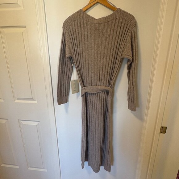 JOIE Knit Sweater Dress Brown NWT Ribbed Soft Stretchy Size M Belted - Picture 10 of 11